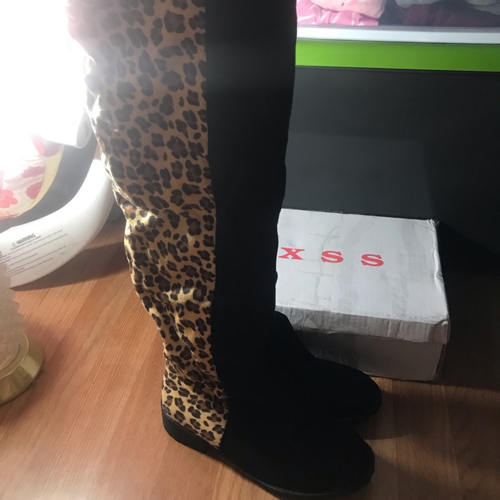 Leopard over the knee boots